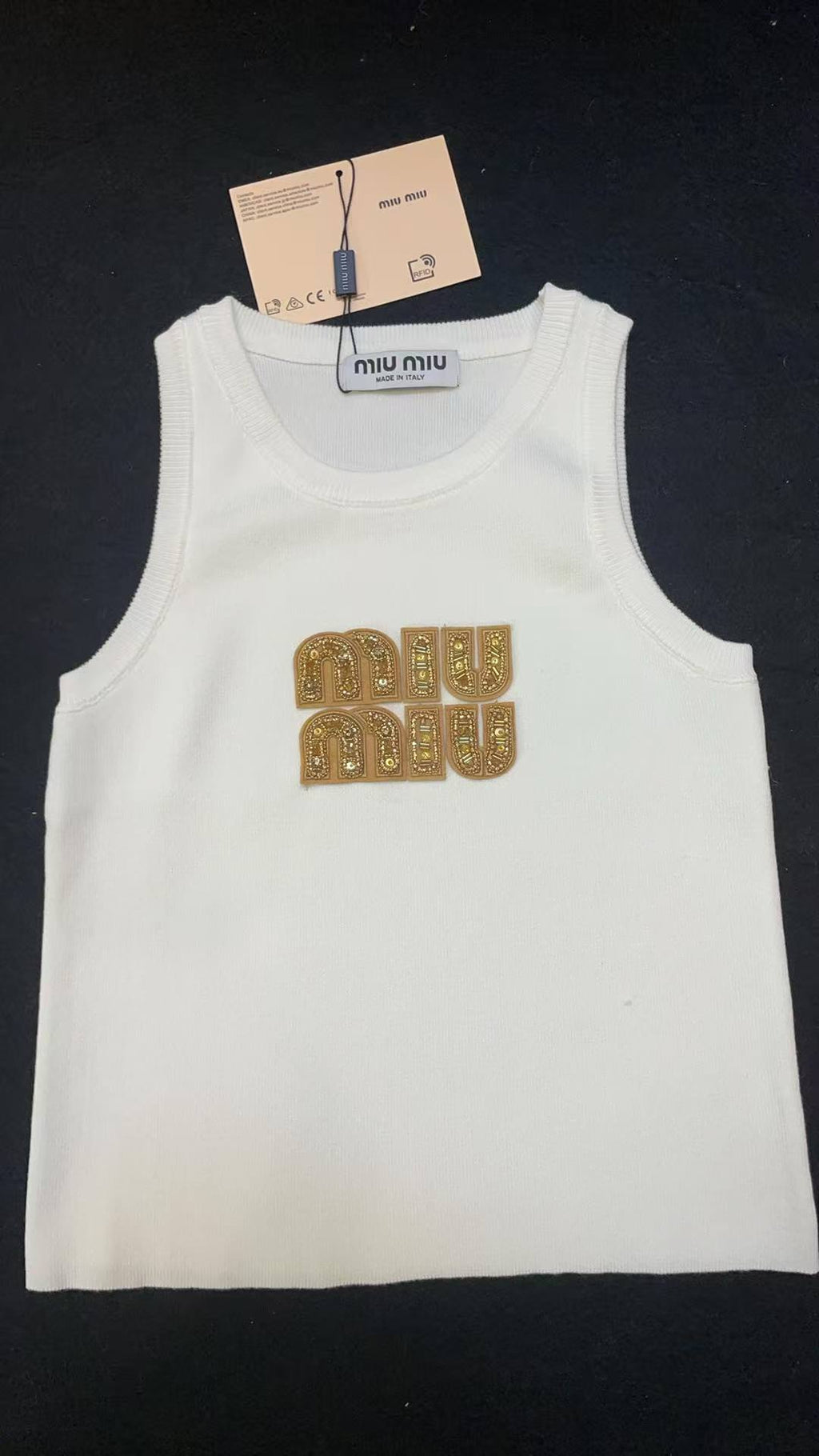 Miu Miu Women's Ribbed Jersey Tank Top