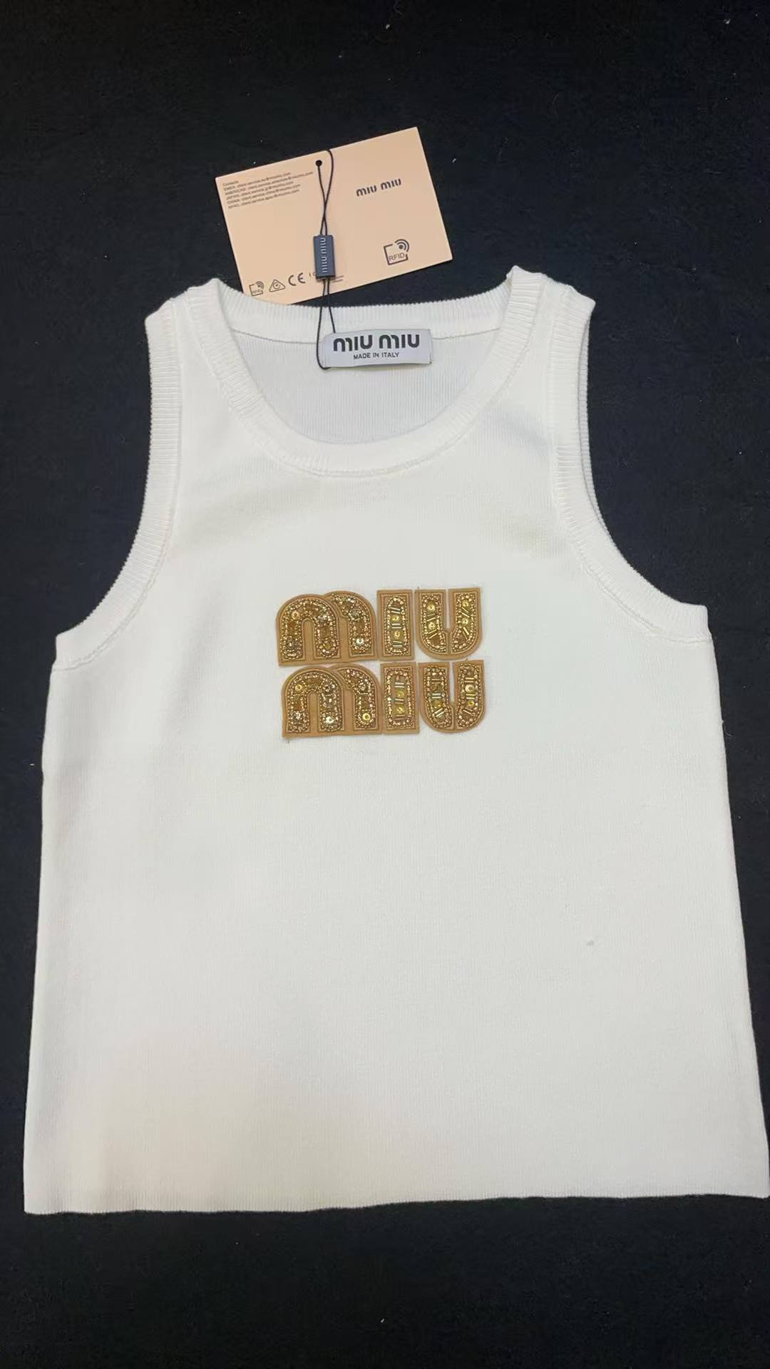 Miu Miu Women's Ribbed Jersey Tank Top