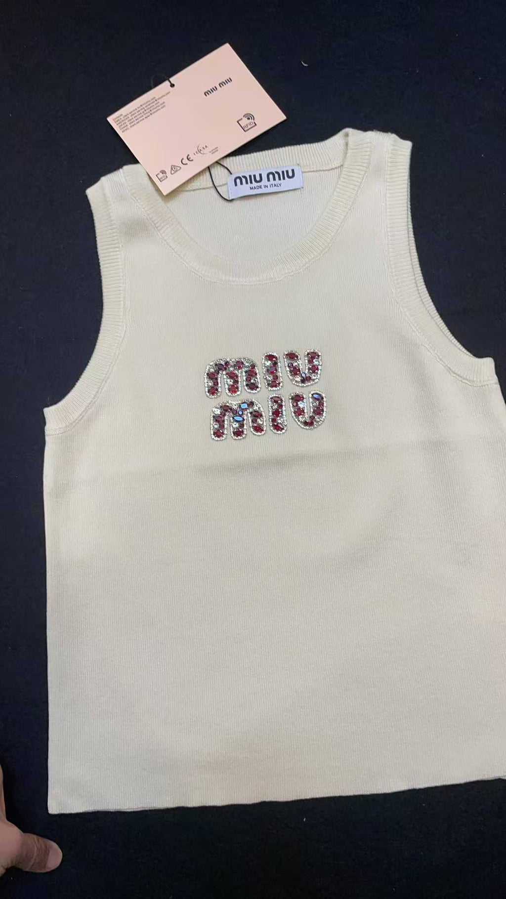 Miu Miu Women's Ribbed Jersey Tank Top