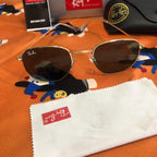 Ray-Ban RB3548N Gold-Tone Rounded Square Sunglasses