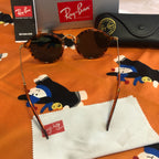 Ray-Ban RB2447 1157 Round Fleck Sunglasses, Havana 49mm