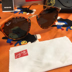 Ray-Ban RB2447 1157 Round Fleck Sunglasses, Havana 49mm